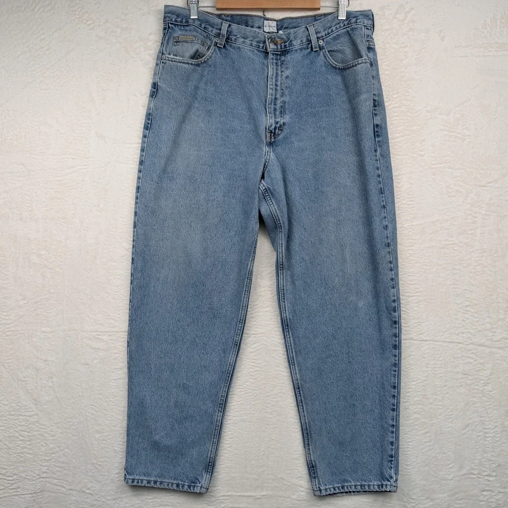 VTG Calvin Klein Jeans Men's 38x30 Blue Light Wash Easy Fit Tapered Relaxed 90s